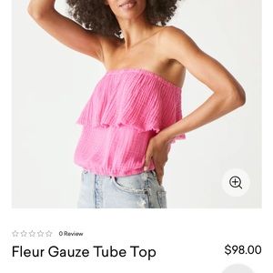 Michael stars sleeveless crop tube top gauze hot pink